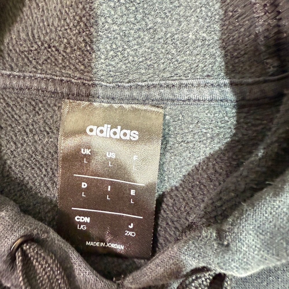 Vintage Adidas Pullover Hoodie Men's L‎ Black Sweatshirt Logo Spellout Casual - Picture 2 of 4